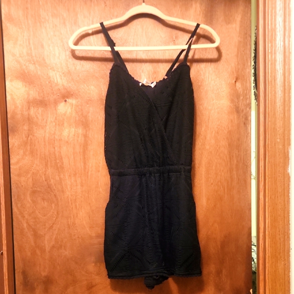 Liberty Love Black Lace Shorts Romper Size Small